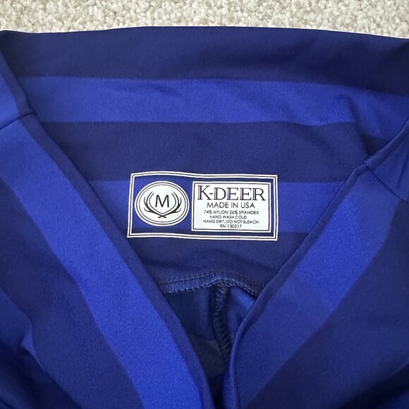 K-DEER Ombre Blue White Stripe Leggings Women's Size Medium - Picture 2 of 3